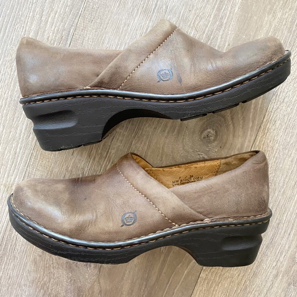 Born Brown Leather Comfort Clog Shoe
